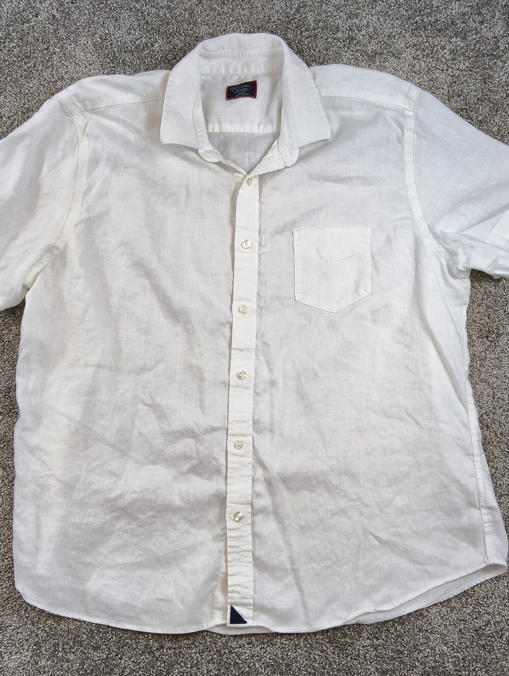 UNTUCKit Men's 100% Linen Size XXL White Button Short Sleeve Cameron